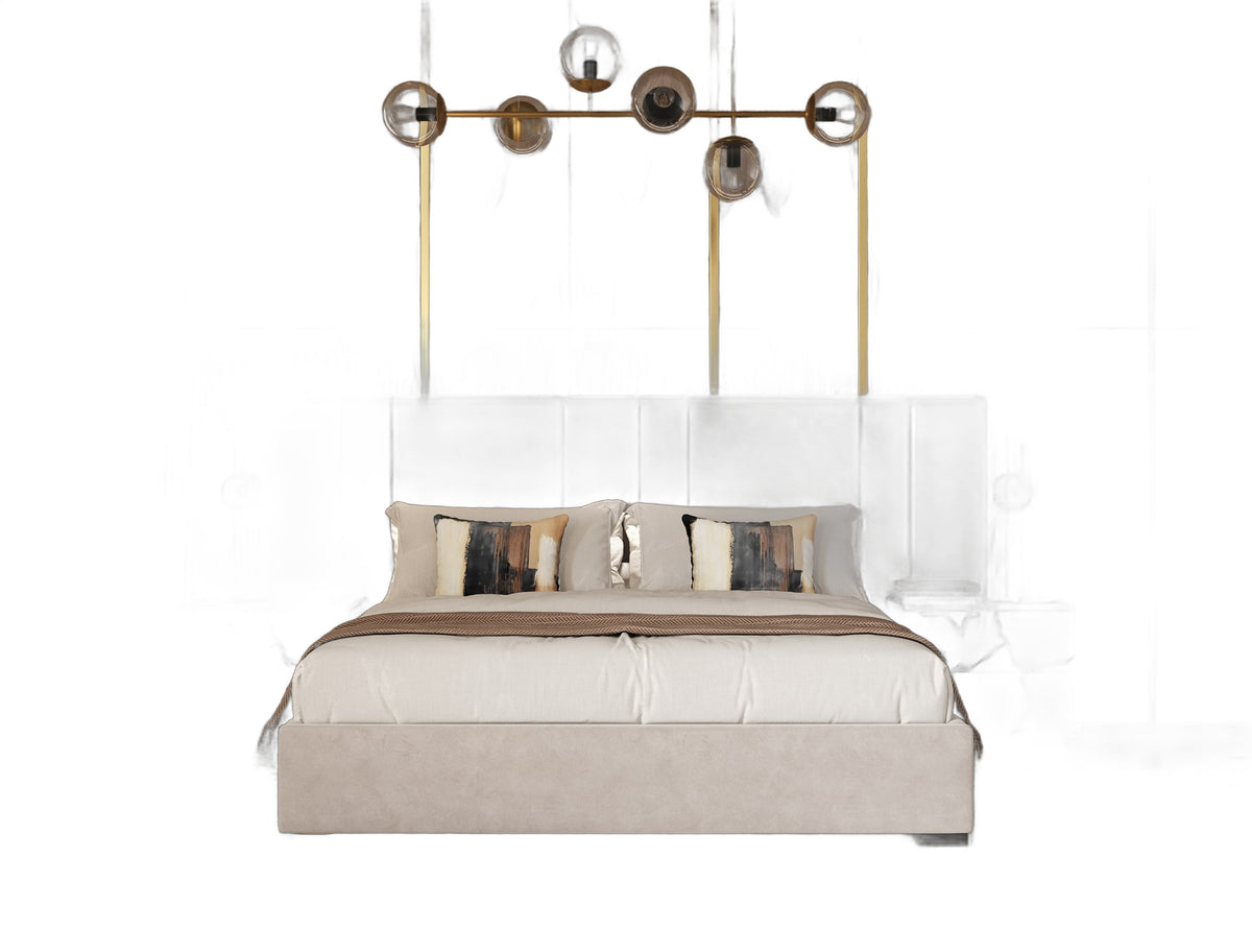 Penelope - Modern Beige Velvet Bed
