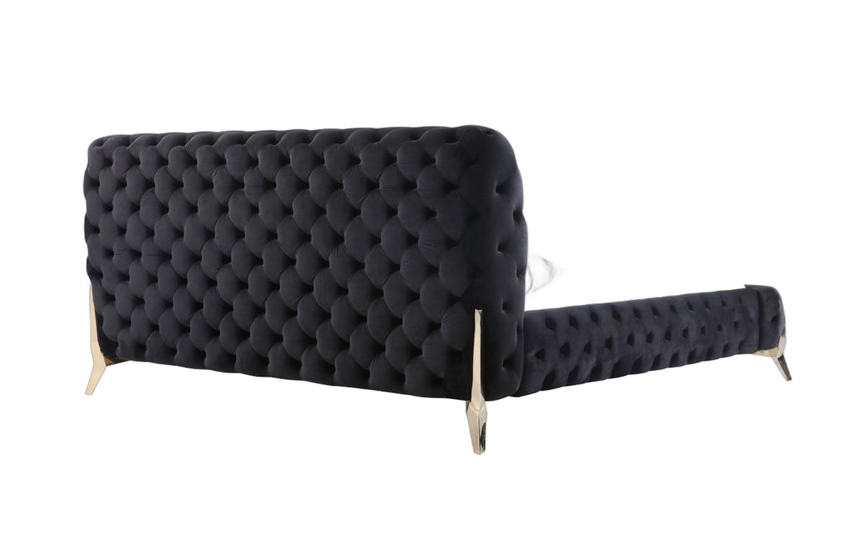 Legend Modern Black Velvet & Gold Bed