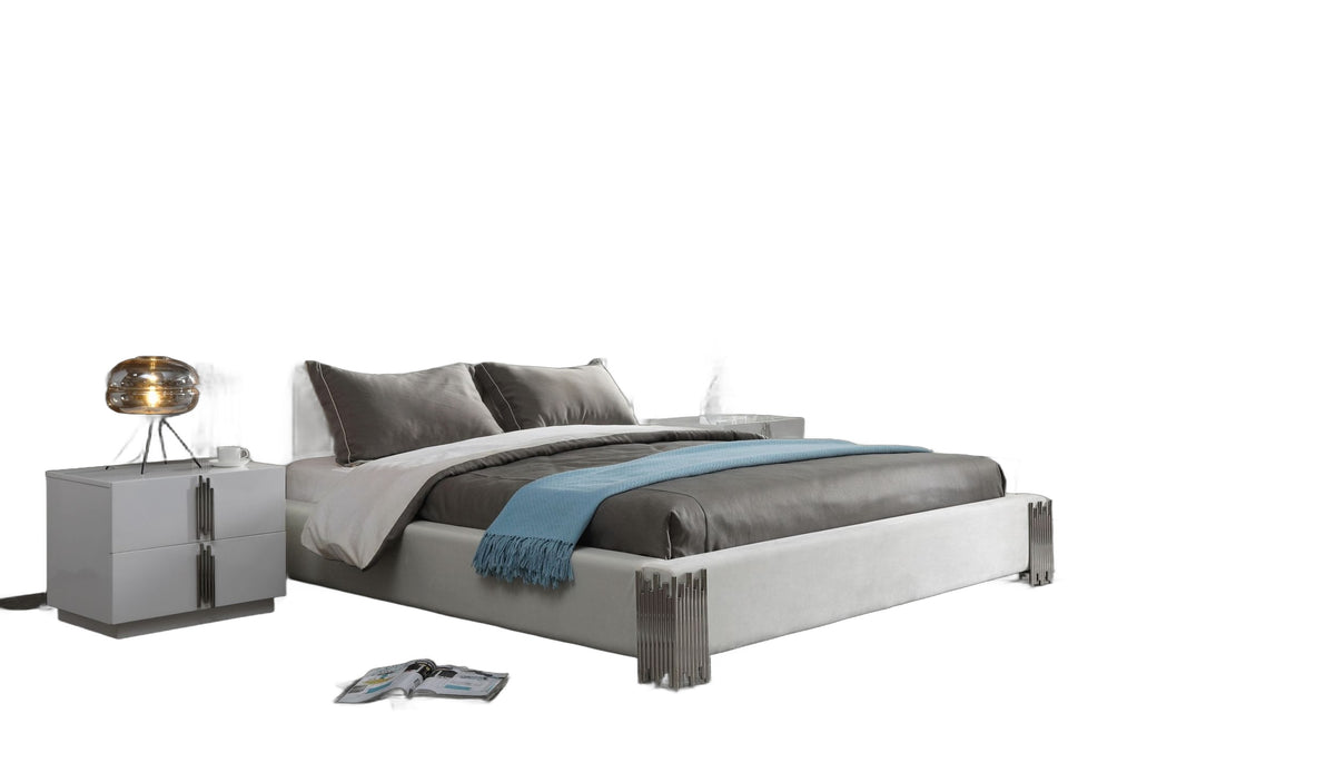 Token - Modern White + Stainless Steel Bed