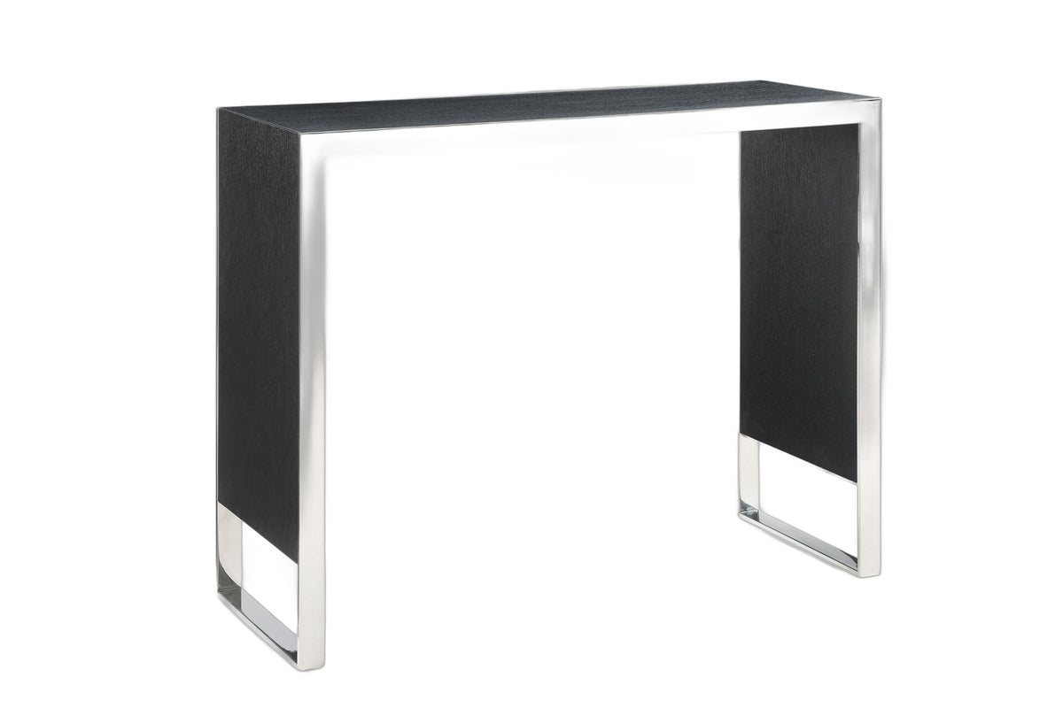 Manston - Modern Black Oak & Stainless Steel Bar Table