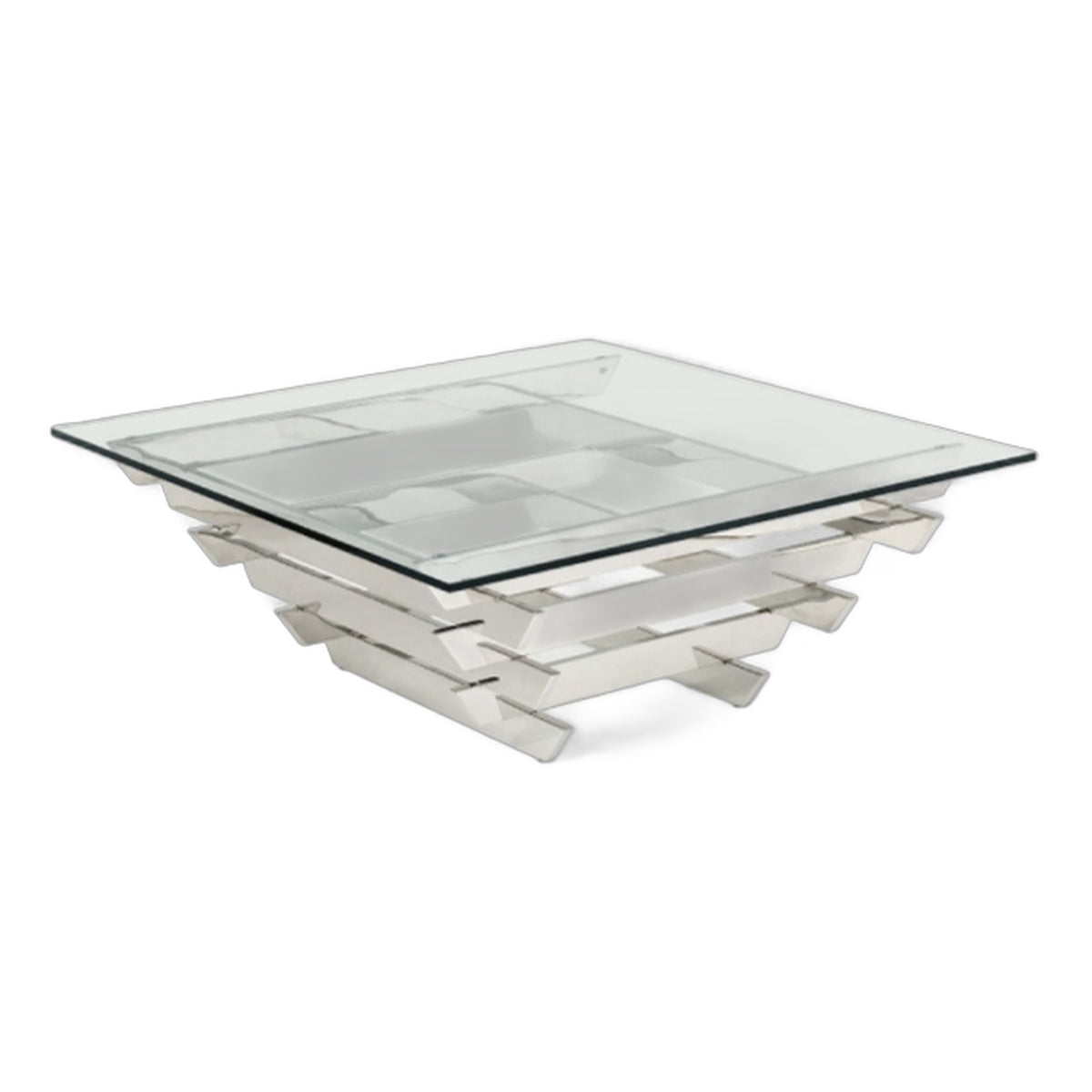 Upton Modern Square Glass Coffee Table - premium white background