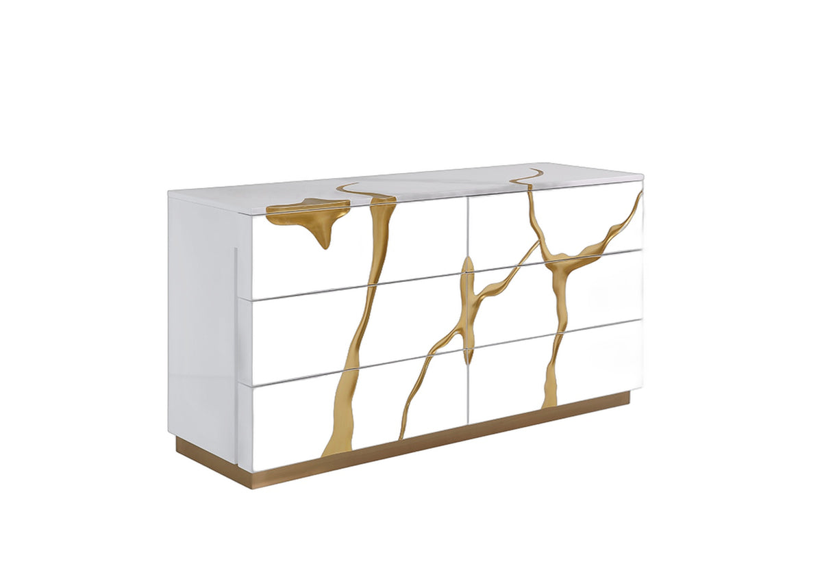Aspen Modern White & Gold Dresser