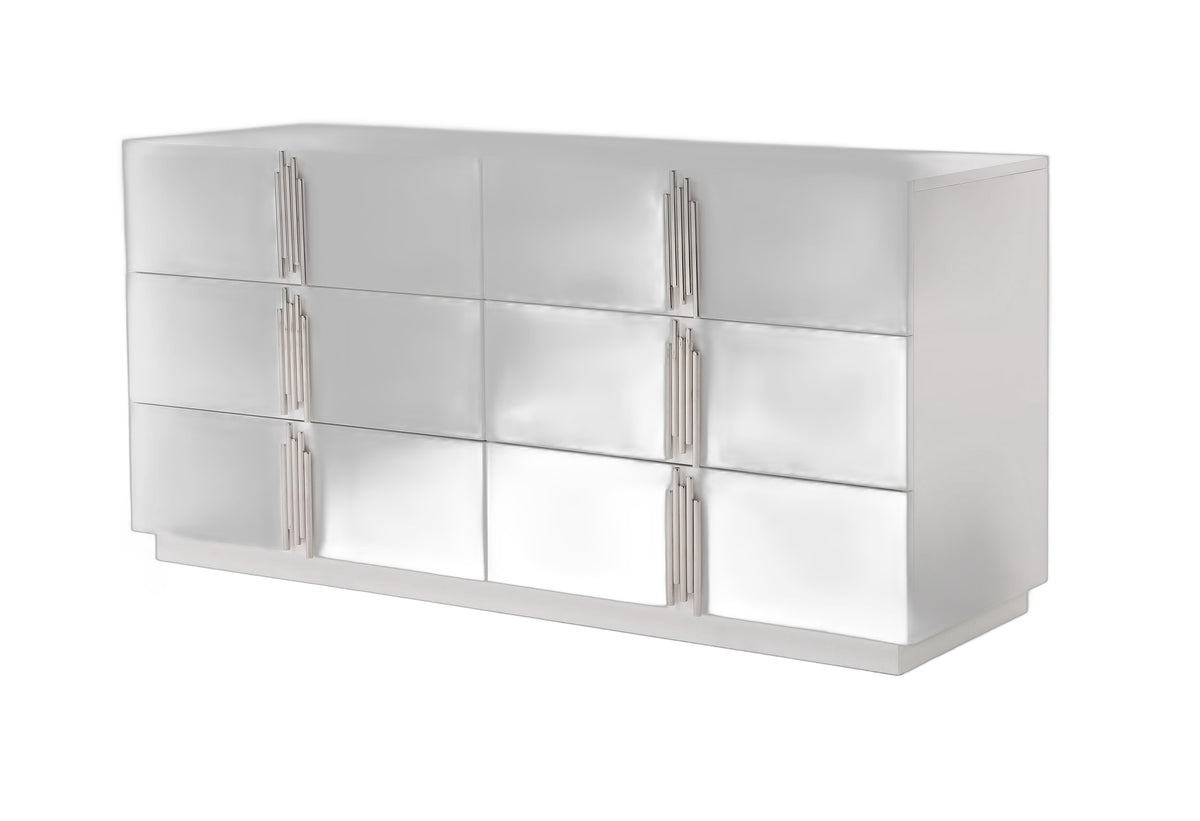 Token - Modern White & Stainless Steel Dresser