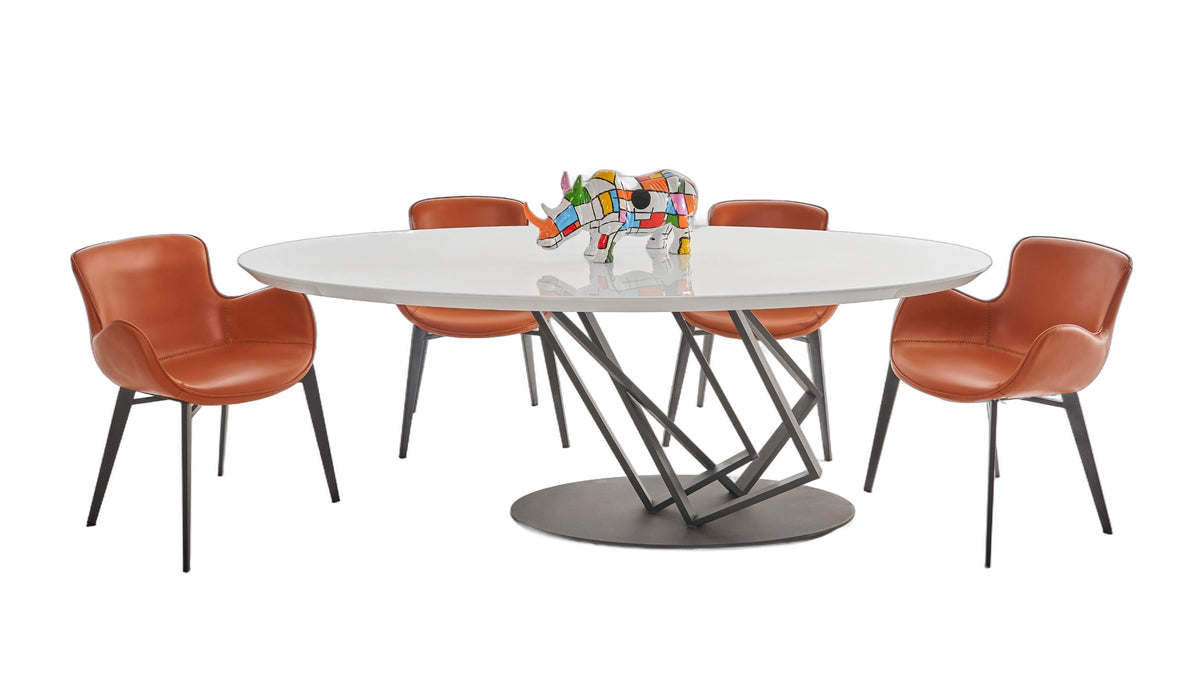 Corbett - Modern High Gloss White w/ Frosted Glass Dining Table