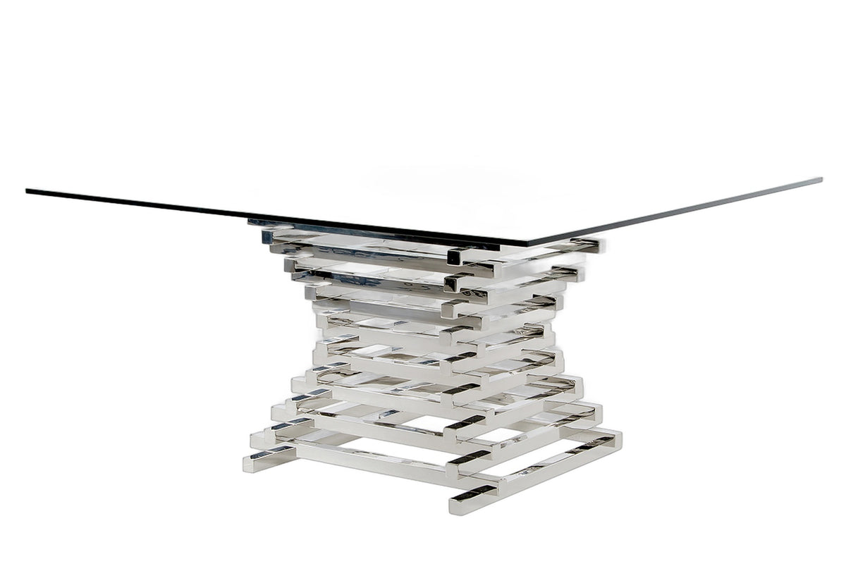 Crawford Modern Clear Glass Square Dining Table