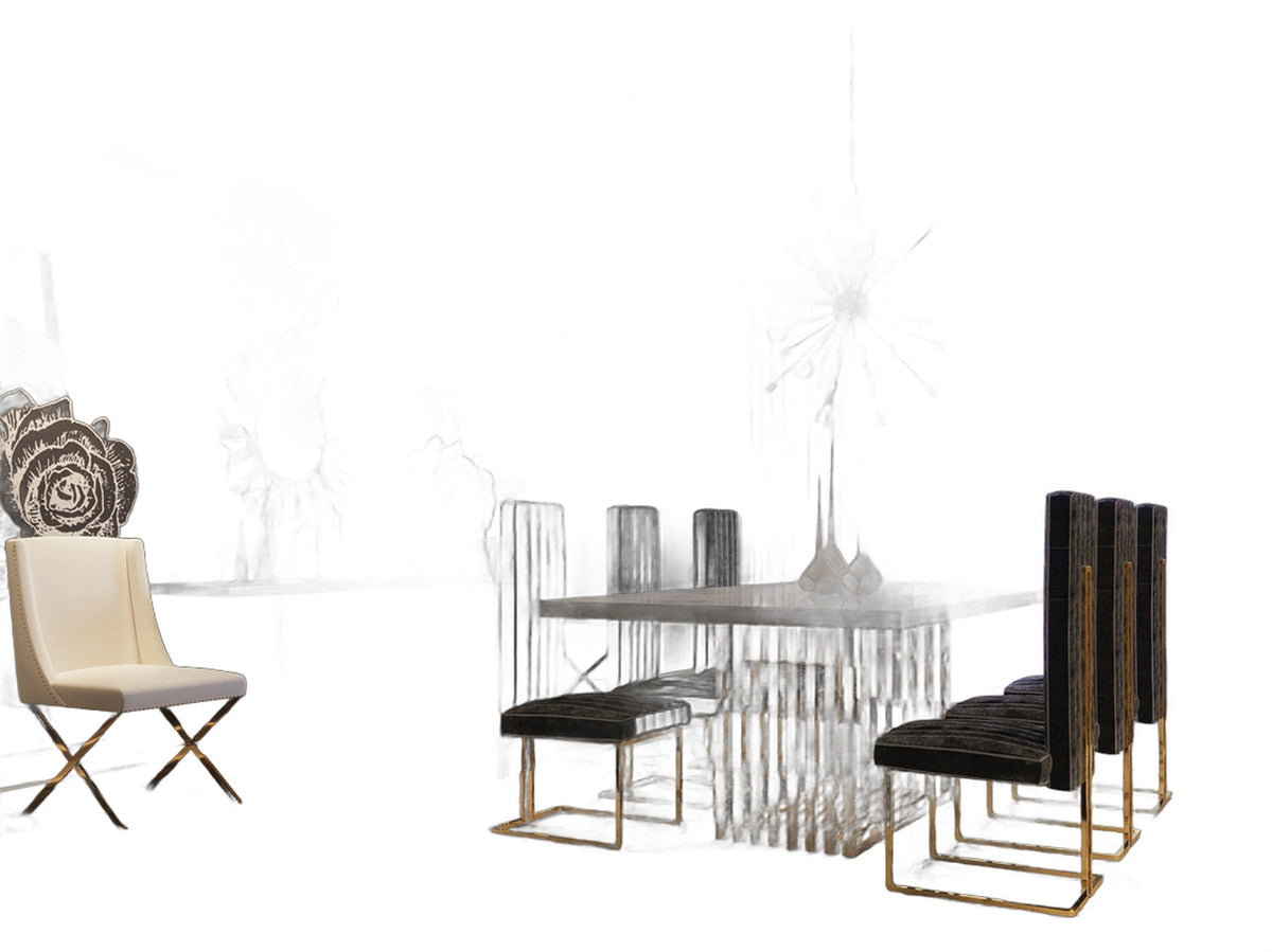 Kingsley Modern Marble & Rosegold Dining Table