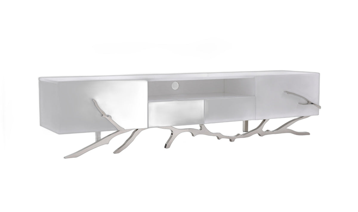 Legend 79"-Wide Modern White TV Stand