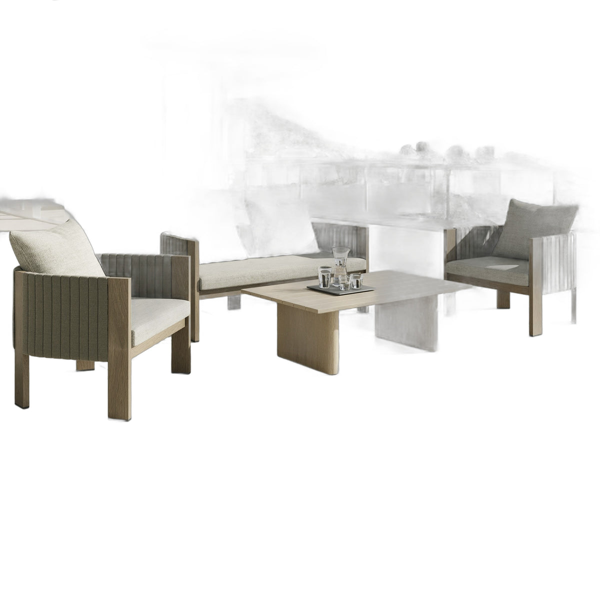 Salvora - Outdoor Beige Fabric & Grey Rope Chair