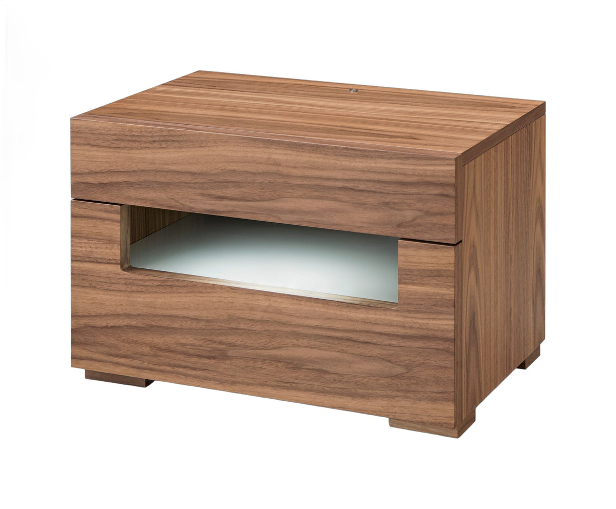 Ceres - Contemporary LED Walnut Nightstand
