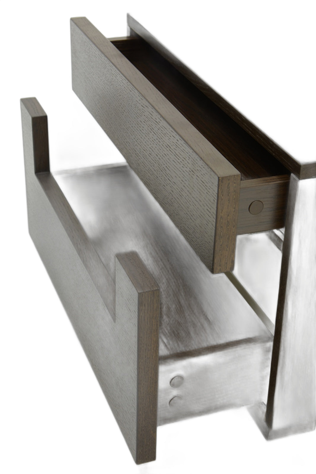 Ceres Modern Brown Oak and Grey Nightstand