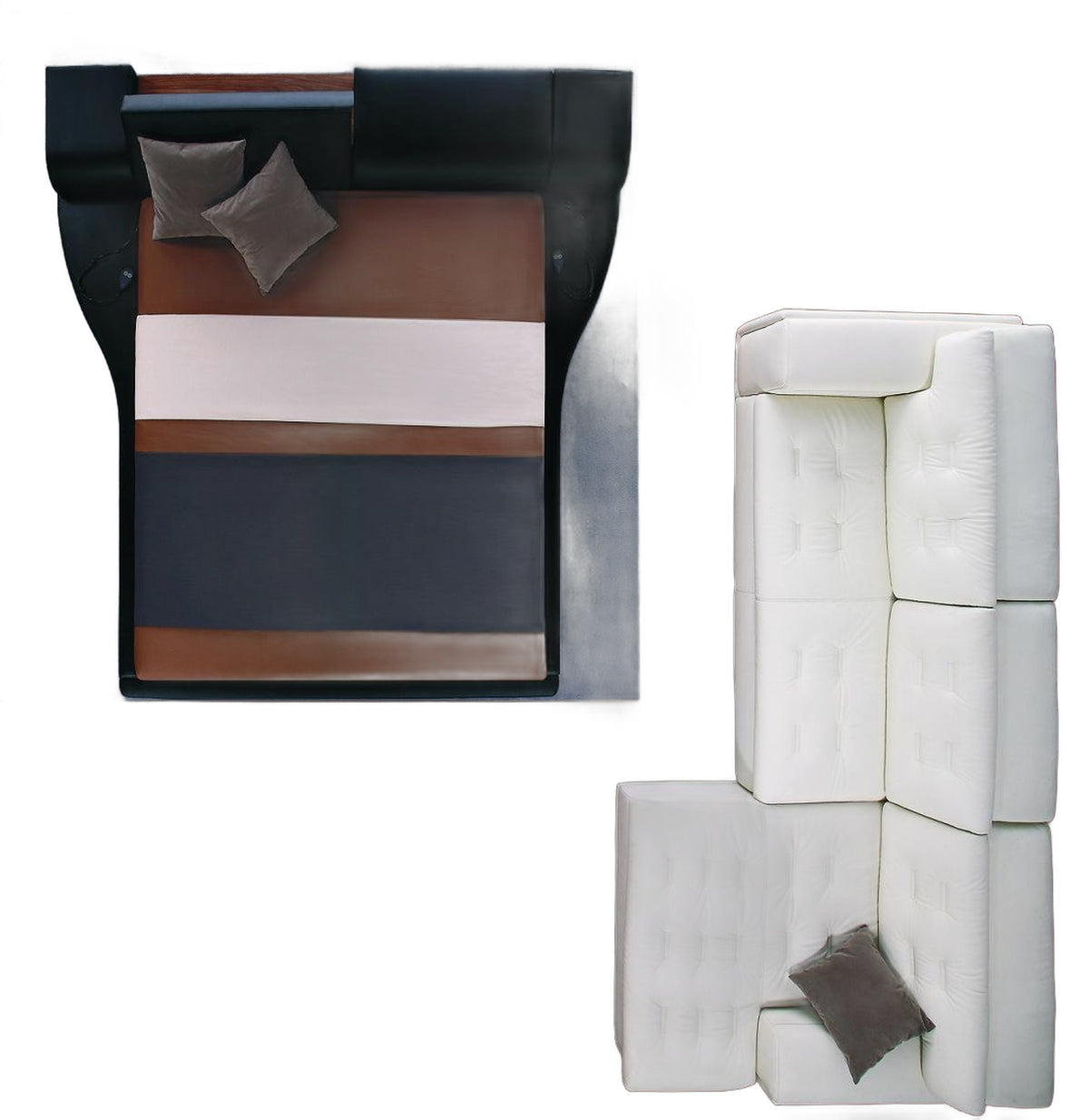 Portofino Adjustable Leatherette Bed with built-in Nightstands