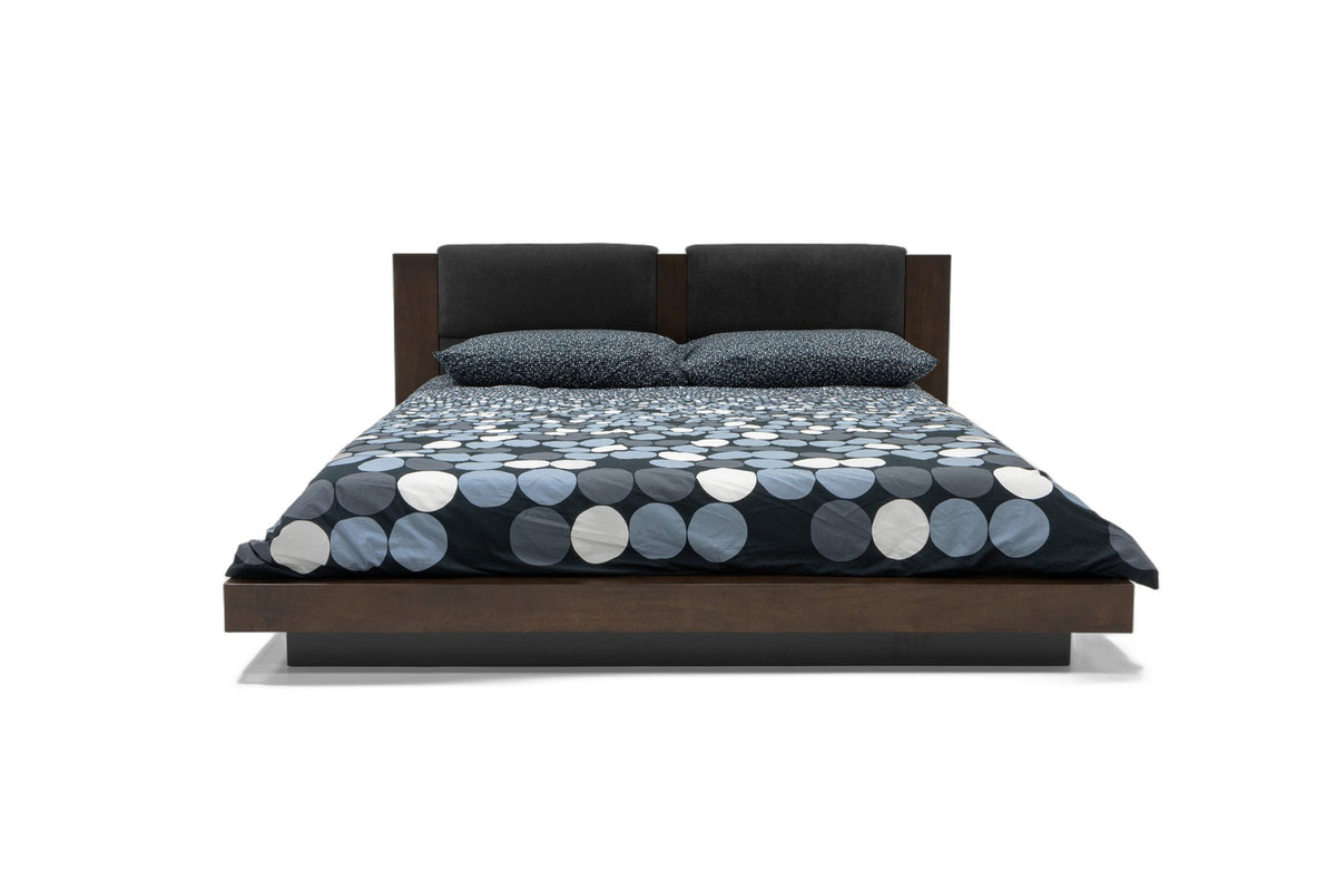 Fantasia - Dark Walnut/Dark Grey Bed and Two Nightstands