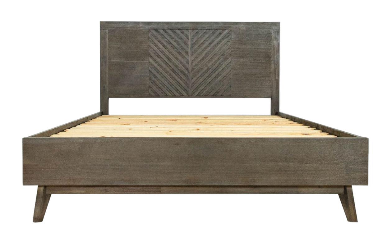 Eastern King Daisy Mid-Century Dark Acacia Bed