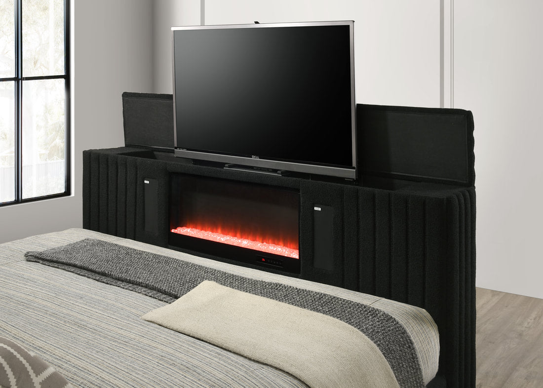 Villa Black or OFF White Platform Bed - Queen, King