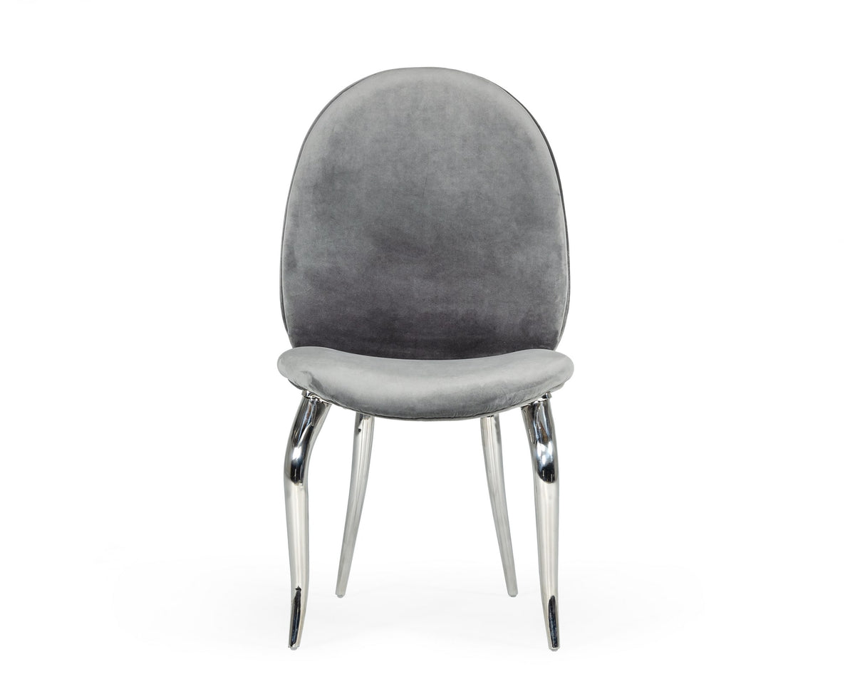 Vince - Glam Grey Velvet Dining Chair Set of 2