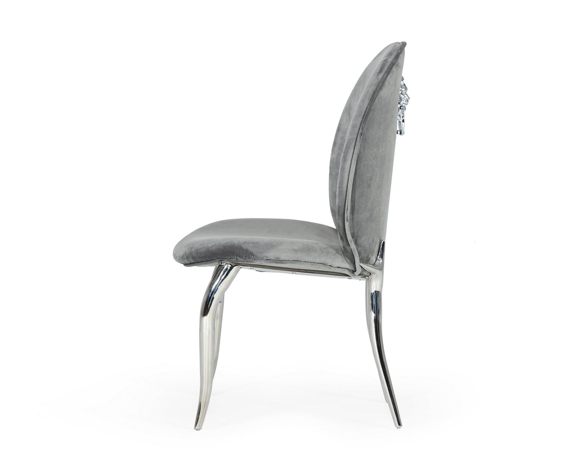 Vince - Glam Grey Velvet Dining Chair Set of 2