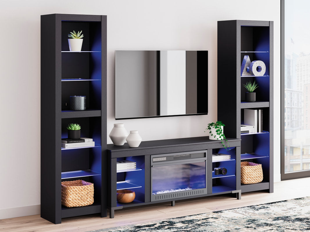 W2721 - TV Stand w/ Fireplace (LED Lights) 3PC SET (TV Stand+2 Piers)