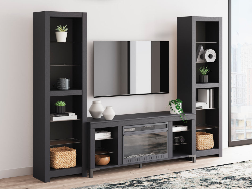 W2721 - TV Stand w/ Fireplace (LED Lights) 3PC SET (TV Stand+2 Piers)