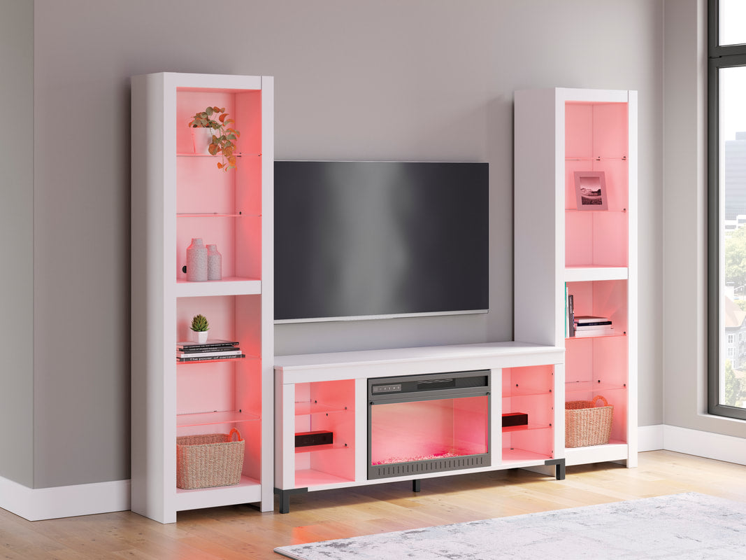 W2722 - TV Stand 59" L w/Fireplace (LED Lights) 3PC SET (TV Stand+2 Piers)