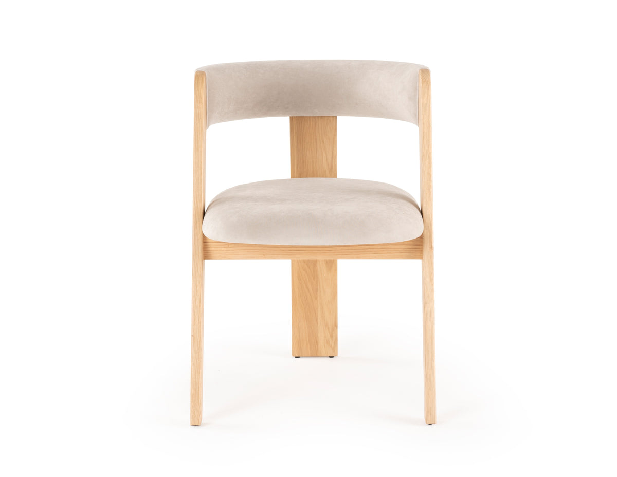 Washington - Modern Cream Velvet + Natural Oak Dining Chair (Set of 2)