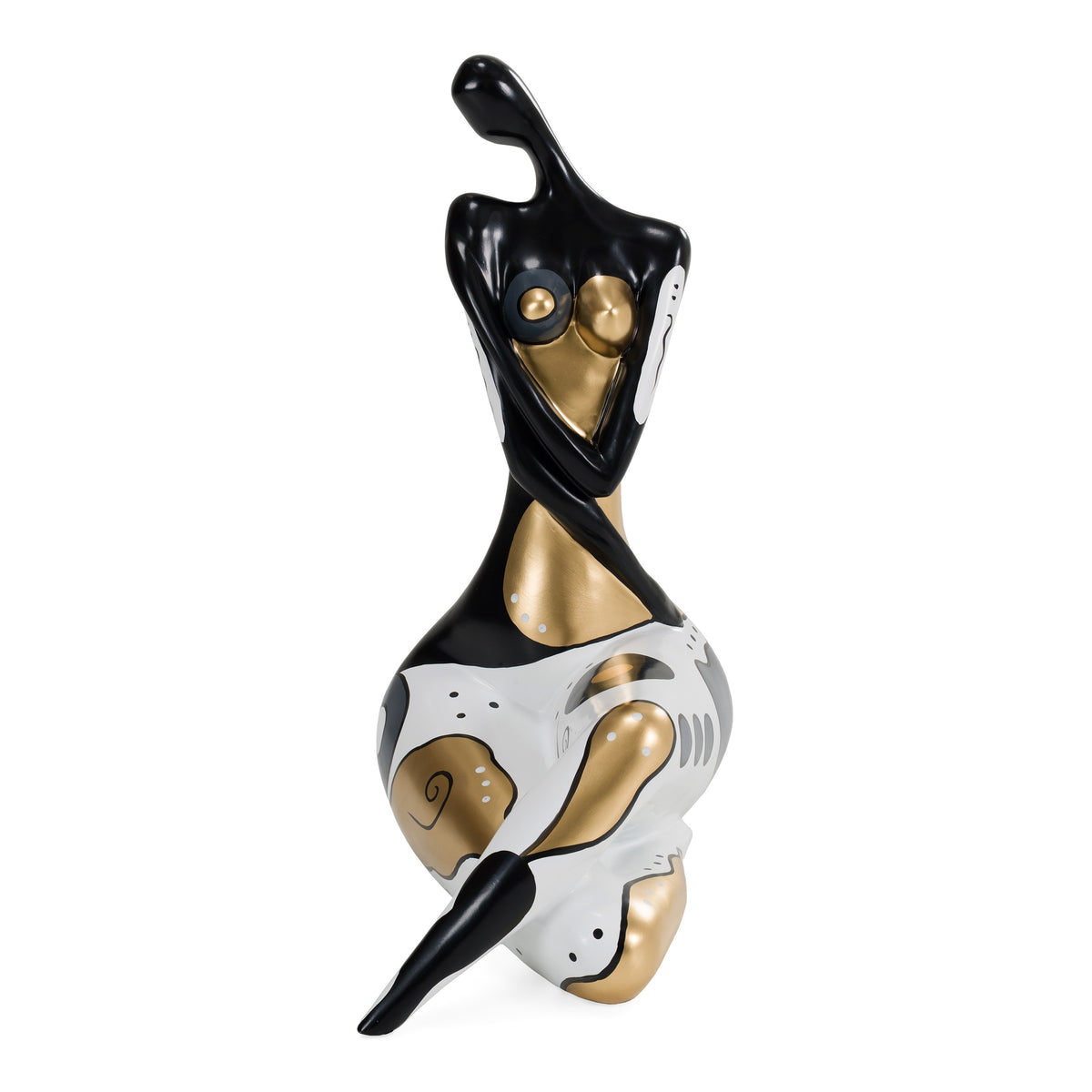 Woman Crossed Legs - Black + White + Gold Sculpture - original 1