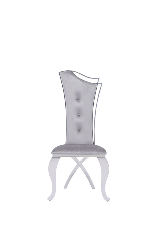 Modrest Bonnie Modern Grey Velvet & Stainless Steel Dining Chair (Set of 2)
