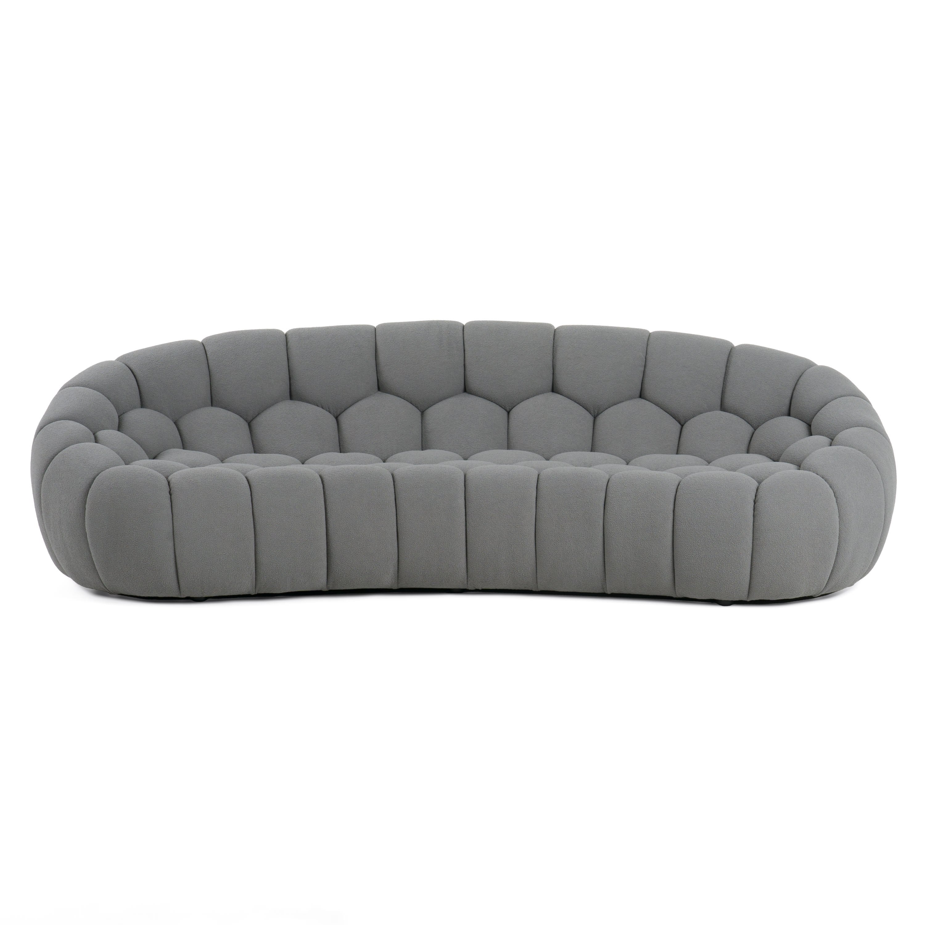 Divani Casa Yolonda - Modern Curved Light Grey Fabric Sofa Set