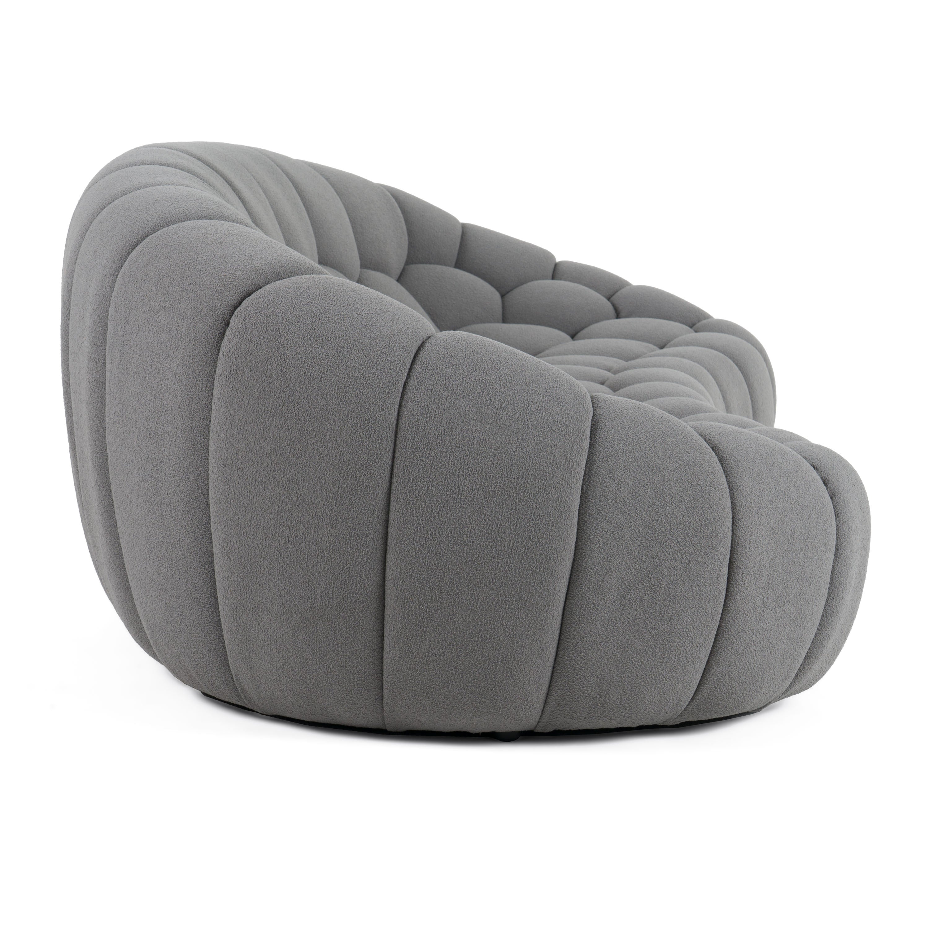 Divani Casa Yolonda - Modern Curved Light Grey Fabric Sofa