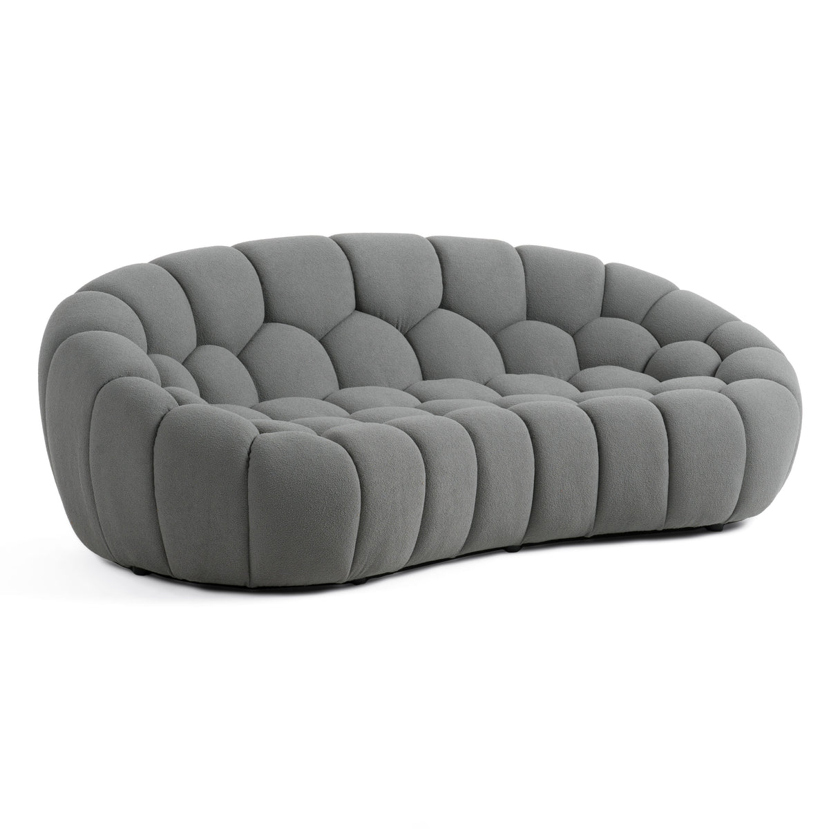 Yolonda - Modern Curved Light Grey Fabric Loveseat