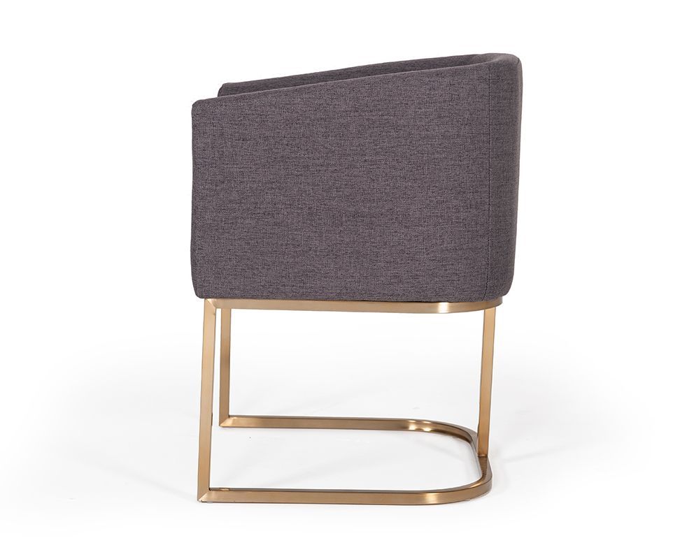 Yukon Modern Grey Fabric & Antique Brass Dining Chair